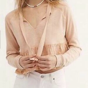 Free People Sweet Jane Pullover Top Sweatshirt Blush Pink Size M